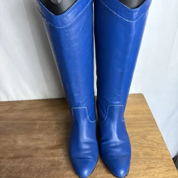 Sesto Meucci Blue Italian Leather Boots Women's 6 Western Style Cowgirl Cowboy - Picture 6 of 12